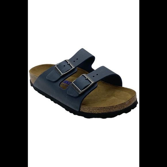 Birkenstock Women's Arizona Soft Footbed Leather Sandal Navy - Medium - Picture 1 of 3